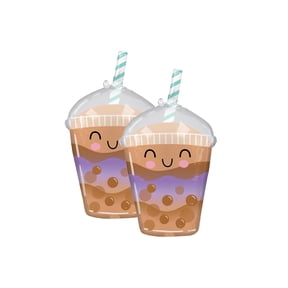 Set of 2 Boba Tea 29 Foil Party Balloons | Ideal for Birthday, Tea Party or Grand Opening Events VT1