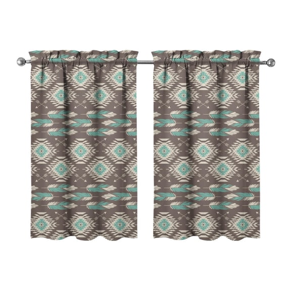 Set of 2 Bohemian Hippie Kitchen Curtains 27.5x39 Inch, Colorful Abstract Caf Curtains with Rod Pocket, Rustic Tribal Patterns