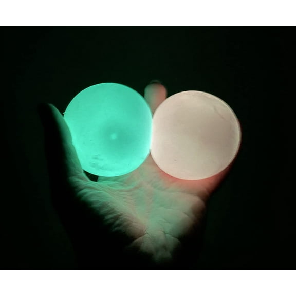 Set of 2 - Boxed 2.5" Glow in the Dark Doh Filled Stress Ball - Glob Balls - Squishy Gooey Shape-able Squish Sensory Squeeze Balls OT (Random Colors)