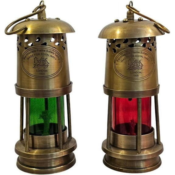 Set of 2 Brass Minor Oil Lamp 6" Antique Maritime Ship Boat Oil Lantern