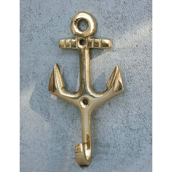 Set of 2 Brass Vintage Maritime Sailor Nautical Ocean Sea Ship Anchor Wall Hooks