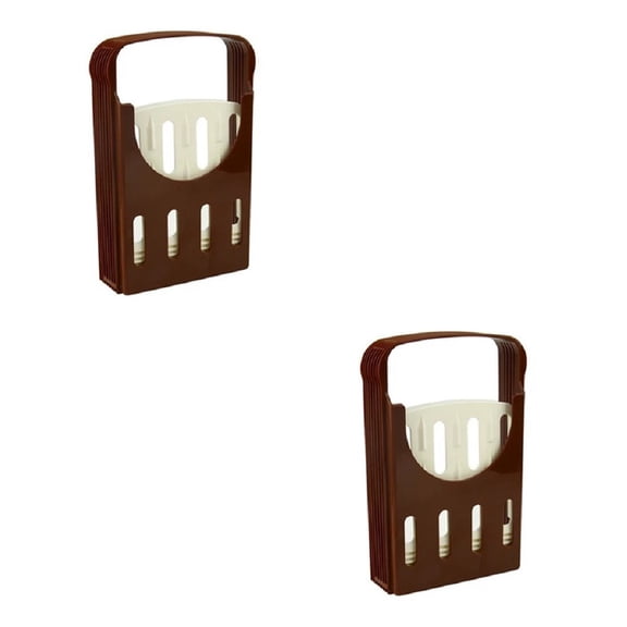 LOLIPPYY Adjustable Bread Slicer with 4 Thickness Settings, Dark Brown ABS Plastic, 2-Pack for Even Slices