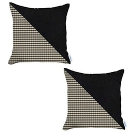Set Of 2 Half Brown Faux Leather And Diamond Patterns Lumbar Pillow Covers Set Of 2 Half Brown Faux Leather And Diamond Patterns Lumbar Pillow Covers
