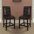 thumbnail image 1 of Set of 2 Brown Soft Faux Leather Upholstered Counter Height Stools High Chairs, 1 of 2