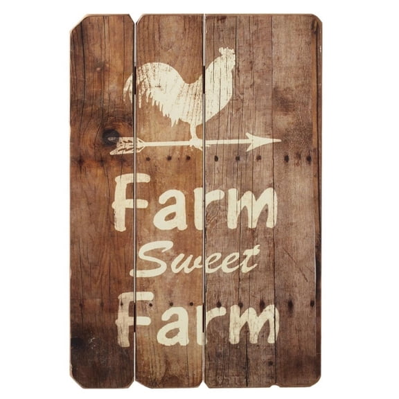 Set of 2 Brown and White "Farm Sweet Farm" Wordings Printed Wall Art 19"