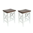 thumbnail image 1 of Set of 2 Brown and White Hand Crafted Counter Stools 25.75", 1 of 7