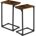 thumbnail image 1 of Set of 2 C-Shaped End Tables - Slide Under Couch Side Tables for Living Room & Small Spaces, Rustic Brown, 1 of 8