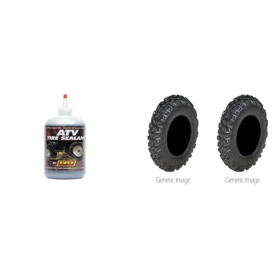 Set of 2 CARLISLE Trail Pro ATV Front/Rear Tires 25x8-12 4-ply with QUADBOSS Sealant