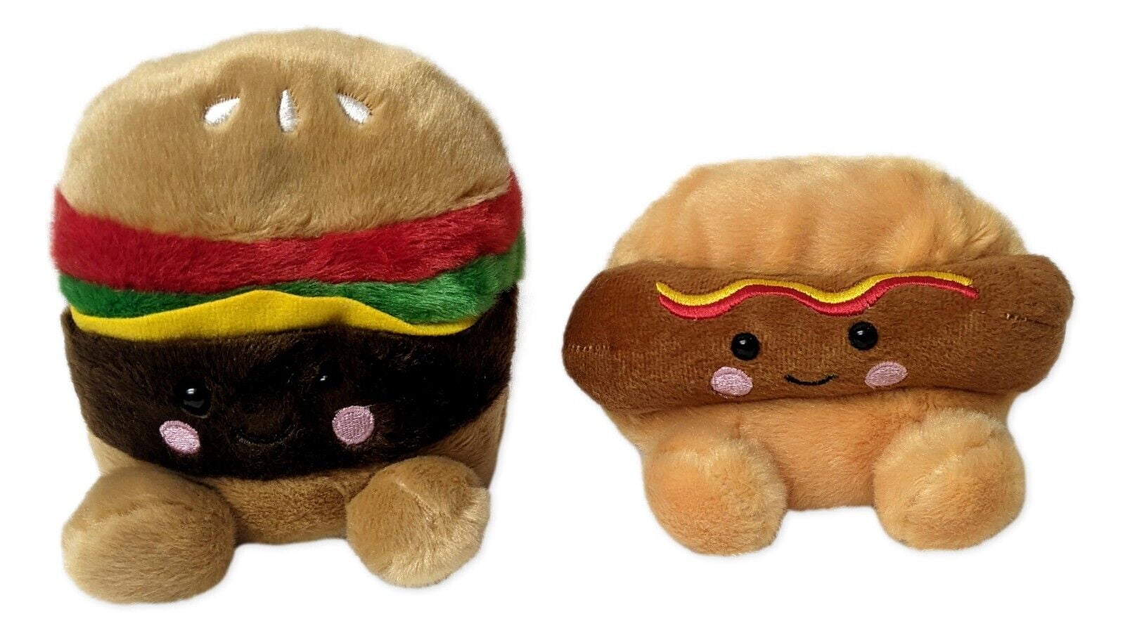 Set of 2 CHARLES CHEESEBURGER & COLTON HOT DOG Palm Pals 5" Plush ...