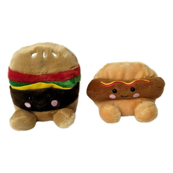 Set of 2 CHARLES CHEESEBURGER & COLTON HOT DOG Palm Pals 5" Plush, Aurora