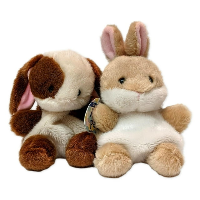 Set of 2 CLOVER BUNNY & ELLA BUNNY Palm Pals 5" Stuffed Animal Plush ...