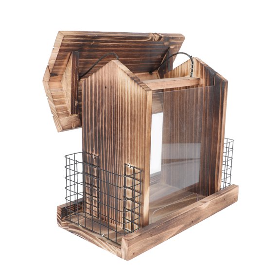 Set of 2 Cable Beveled Washer Mat Wooden Bird Feeder Hanging