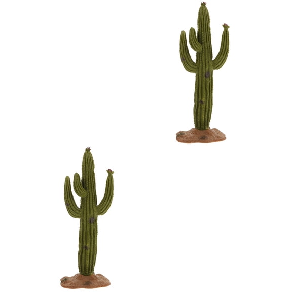 Set of 2 Desert Green Cactus Decorative Plants for Desktop, Sand Table, Home and Office Decor Models