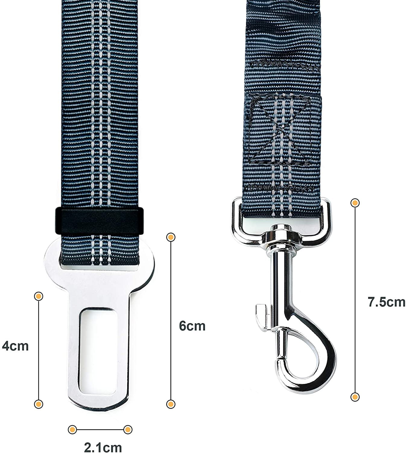 Set of 2 Car Dog Harnesses with Shock Absorbing and Adjustable Elastic Dog Buckle, Premium Harness for All Dogs and Cats, Gray