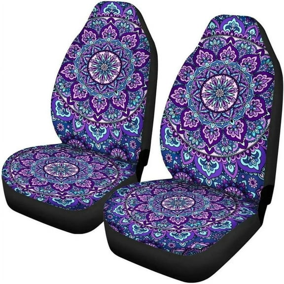 Set of 2 Car Seat Covers Front Seats Only Boho Mandala Elephant Print High Back Universal Bucket Seat Cover Auto Interior