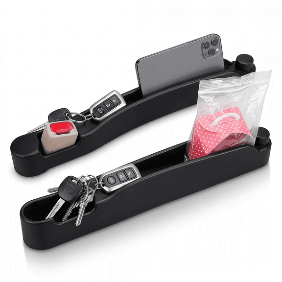 Set of 2 Car Seat Gap Fillers with Organizer and Hook, Flexible Foam Gap Stopper, Universal Fit for Car SUV Truck, Driver and Passenger Side