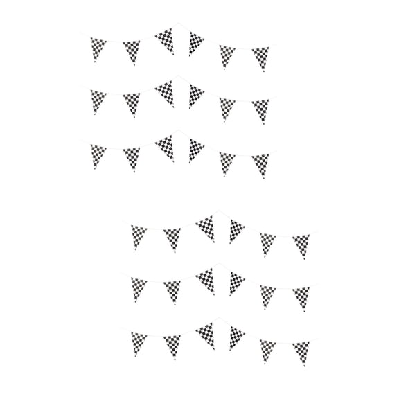 Set of 2 Car Themed Birthday Party Decorations Checkered Flag Banner Flags Favors