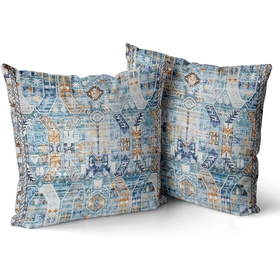 Set of 2 Carpet Pattern Boho Style Ethnic Design Decorative Polyester Throw Waist Pillow Case Cushion Cover Pillowcase 16x16 Inches (Boho 5