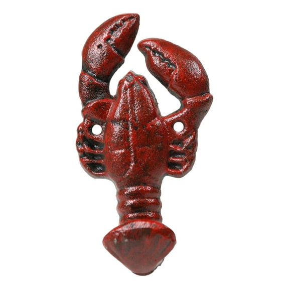 Set of 2 Cast Iron Red Nautical Cajun Creole Crawfish Lobster Tail Wall Hooks