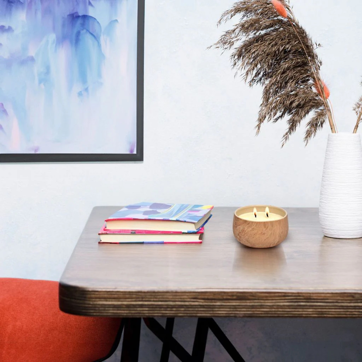 Set of 2 Ceramic Candles 16oz Strong Scented Floral Candle Scented