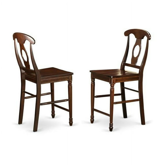 Kenley Counter Height Stools With Wood Seat In Buttermilk and Cherry Finish-Finish:Mahogany,Style:Wood Seat