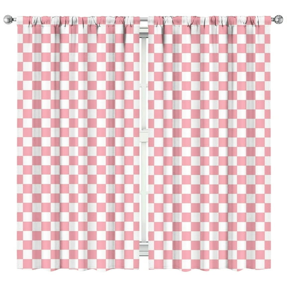 Set of 2 Checkered Kitchen Curtains 42x84 Inch Short Caf Tier Panels Rod Pocket Semi-Sheer Rustic Decor