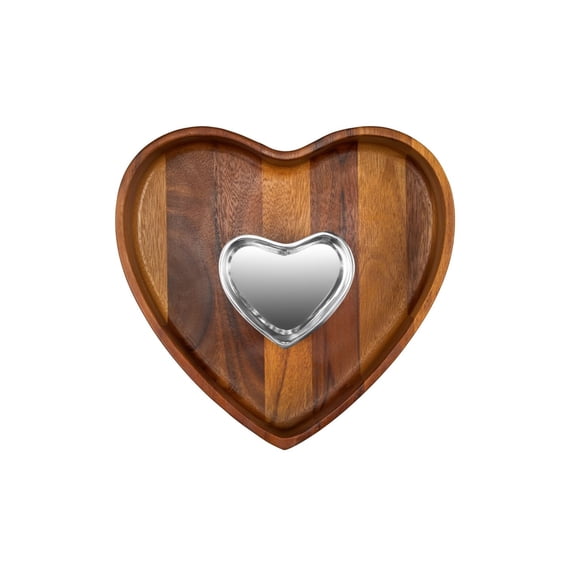 Set of 2 Chip and Dip with Removable Alloy Heart Bowl