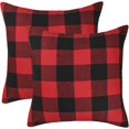 thumbnail image 1 of Set of 2 Christmas Buffalo Check Plaid Throw Pillow Covers Cushion Case Polyester for Farmhouse Home Decor Red and Black, 18 x 18 Inches, 1 of 6