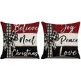 thumbnail image 1 of Set of 2 Christmas Decorative Throw Pillow Covers, Believe Noel Christmas & Joy Peace Love, Red & Black, 18x18 Inches, 1 of 4