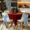 thumbnail image 1 of Set of 2 Christmas Red Bow Chair Covers with Backrest Straps for Festive Holiday Dining and Party Decoration Light Blue, 1 of 8