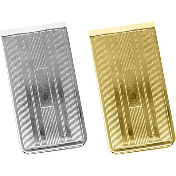 Set of 2 Chrome-Plated Stainless Steel Money Clip in Silver & Gold (Parallel Plate)