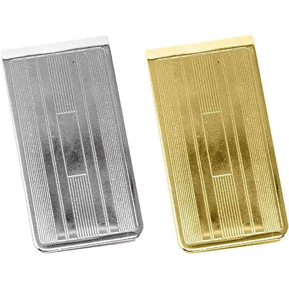 Set of 2 Chrome-Plated Stainless Steel Money Clip in Silver & Gold (Parallel Plate)