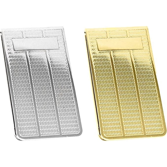 Set of 2 Chrome-Plated Stainless Steel Money Clip in Silver & Gold (Waves)