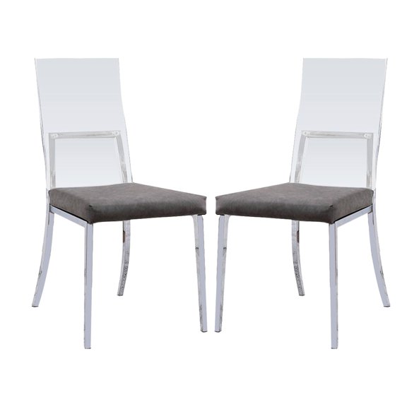 Set of 2 - Chrome - finished Design - Dining Room Seating - Open Up Dining Area