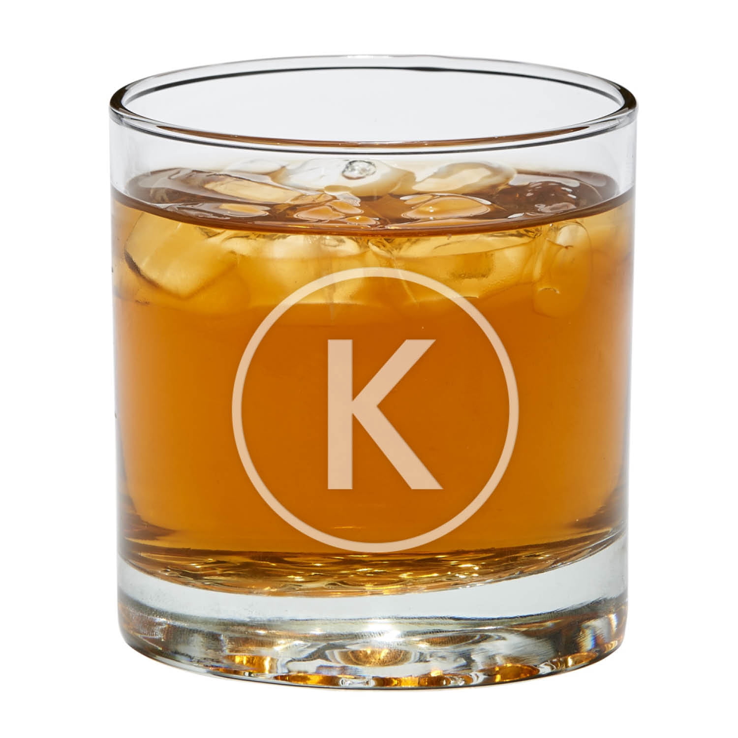Set of 2 Circle Initial Personalized Bar Glasses