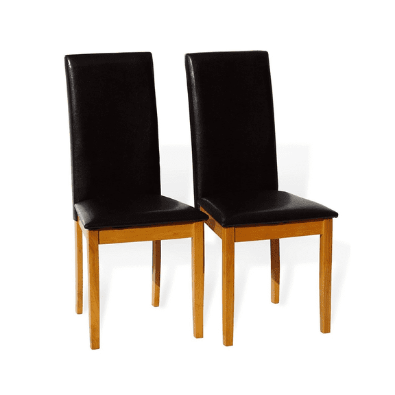 Set of 2 Classic Style Solid Wood Falabella Dining Chairs, Kitchen Chairs, Modern Side Chairs, Maple Color with PU Leather