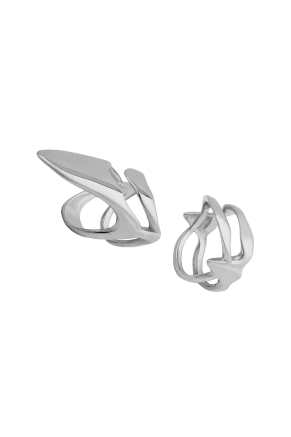 Set of 2 Claw Shape Nail Rings Unique Finger Rings Alloy Texture Finger Jewelry