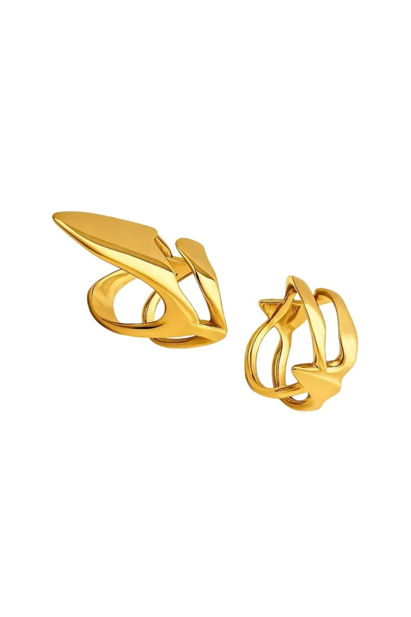 Set of 2 Claw Shape Nail Rings Unique Finger Rings Alloy Texture Finger Jewelry