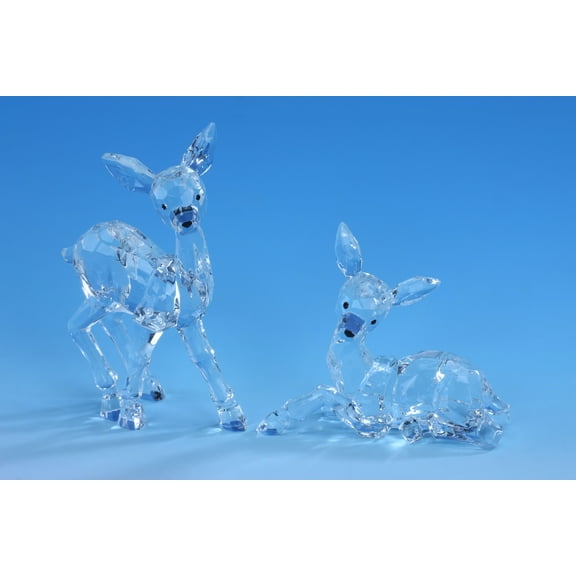 Set of 2 Clear Contemporary Fawns Tabletop Decor 5"