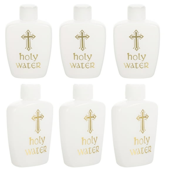 Set of 2 Clear Holy Water Bottle Jesus Cross Pattern Simple