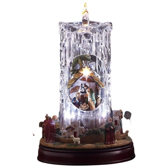 Set of 2 Clear and Multicolor Nativity Set Diamond Cut Candles