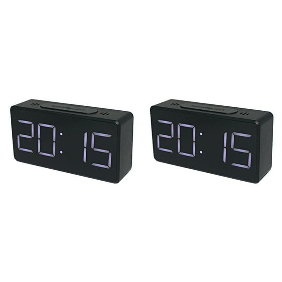 Pack of 2 Digital Alarm Clocks with LED Temperature Display, Mirror Travel Clocks for Home, Office, and Bedroom Use