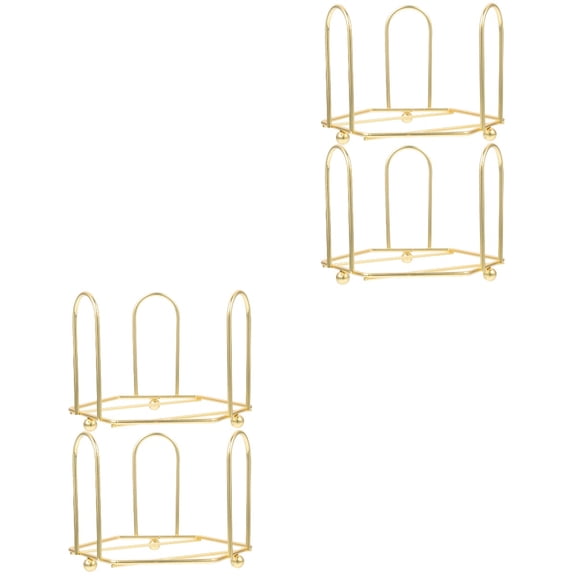 Set of 2 Coaster Holder Rack for Home Cup Coasters Tiered Tray Display Golden