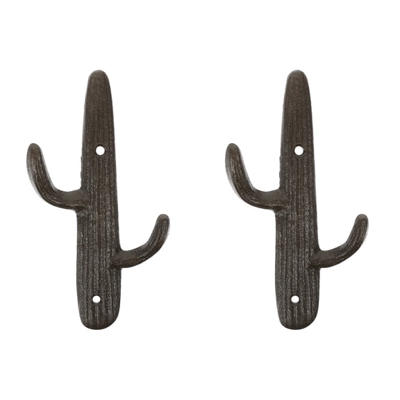 FOMIYES Set of 2 Rustic Cast Iron Cactus Hooks and Wear-Resistant Wall Hangers for Home Decor