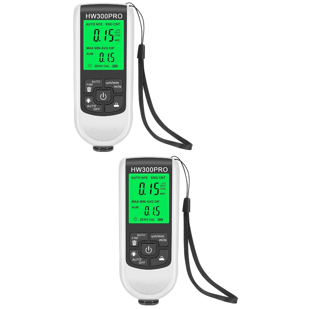 Set of 2 Coating Thickness Gauge with Backlight Digital Paint Meter Oil Car Depth Lab Equipment for Cars