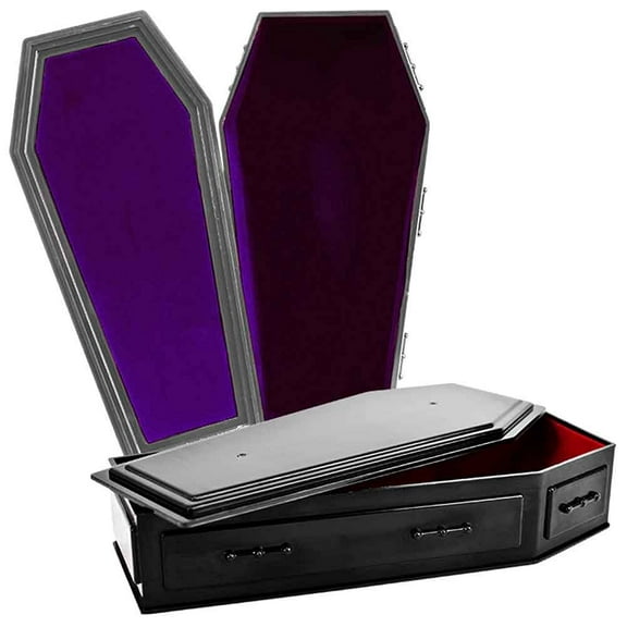 Set of 2 Coffins for WWE & AEW Wrestling Action Figures: Black & Gray