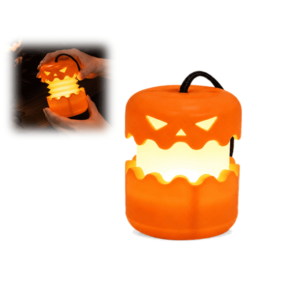 Set of 2 Collapsible Pumpkin Lanterns, LED Light Up Jack O'Lantern Party Decor with Lanyard, Battery Powered for Porch Mantel (1PC)