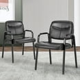 Ergonomic Leather Reception Chairs with Arms, Set of 2 Perfect for