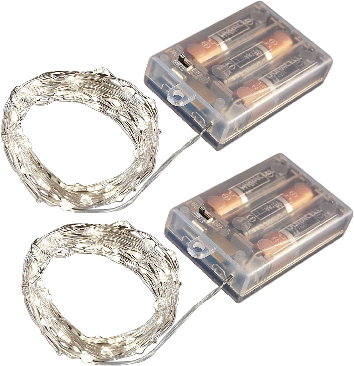 Cool White Battery Powered Outdoor LED Fairy String Lights