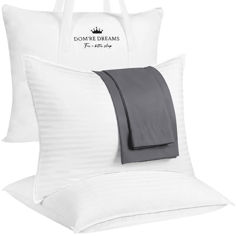 Set of 2 Cooling Down Alternative Gel Fiber Bed Pillows With 100% Cotton Cover, Pillow Cases Included. Standard Size - Gray